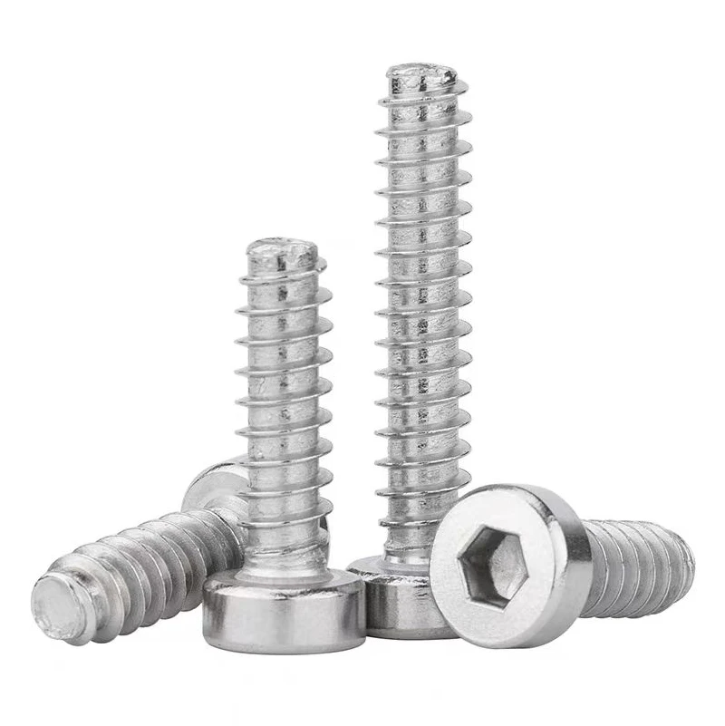 Thin head 304 stainless steel internal hexagonal cylindrical head flat tail self tapping screw