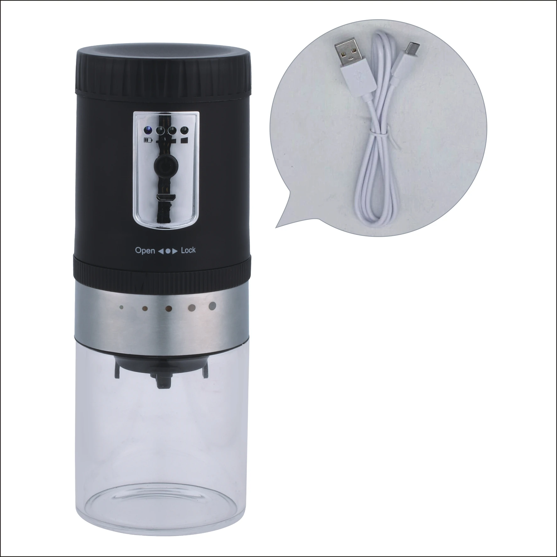 Electric Portable Coffee Grinder Maker Rechargeable,Ceramic burr,Adjustable System,S/S Coffee Mug