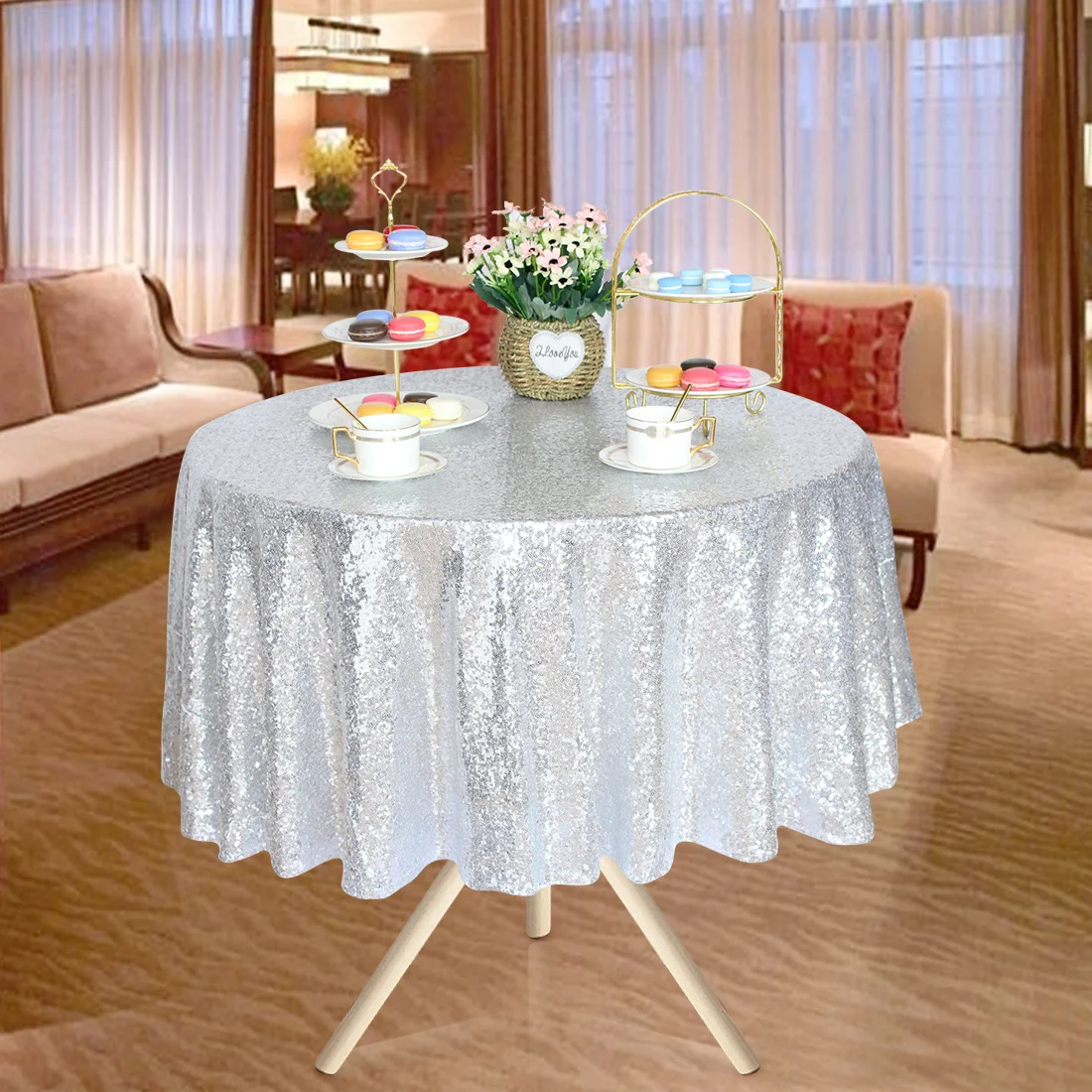 
Factory Price Table Linens Party Tablecloths Wedding Silver Sequin Tablecloth Gold Sequin Tablecloth for Banquet Home Decoration 