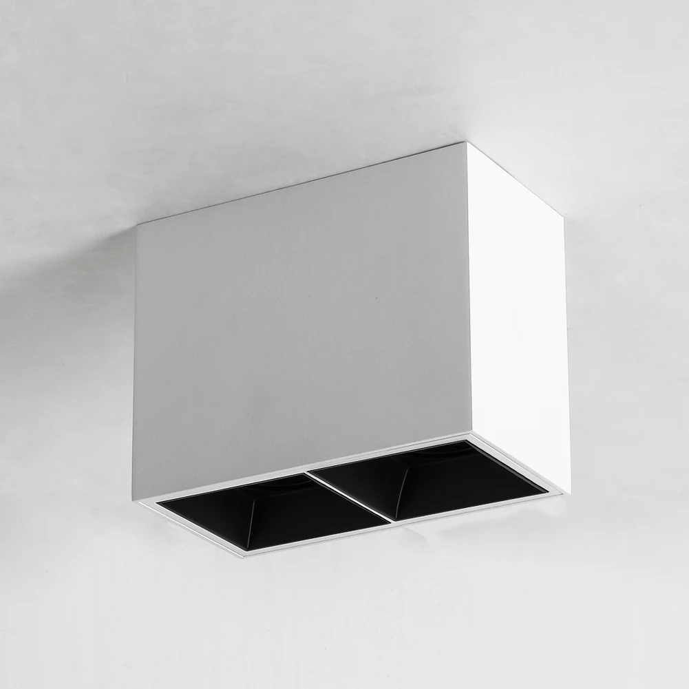 LuxHolic Living room Dinning room square black double heads wall washer adjustable GU10 dimmable fixture led surface downlight