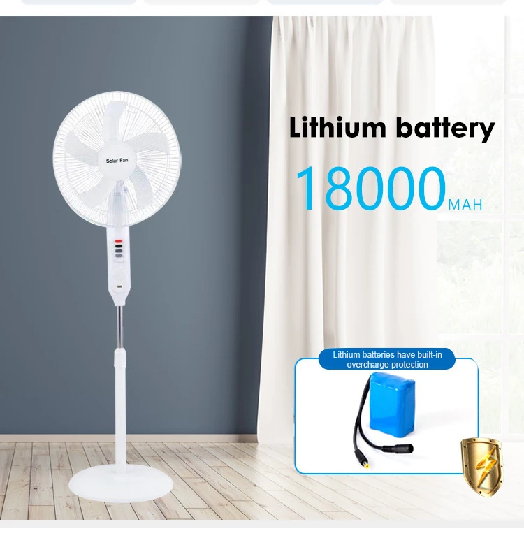 Hot Sale Solar Fan With Solar Panel Rechargeable 16 Inches 5 Blades Portable Solar Powered Rechargeable Stand Solar Fan