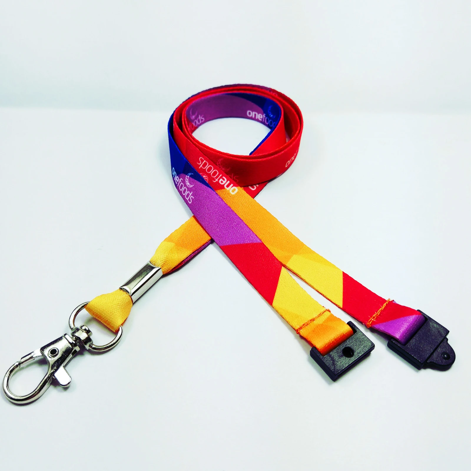 Cheap personalized nylon polyester key keychain neck woven sublimated blank custom made printed single strap lanyard with logo