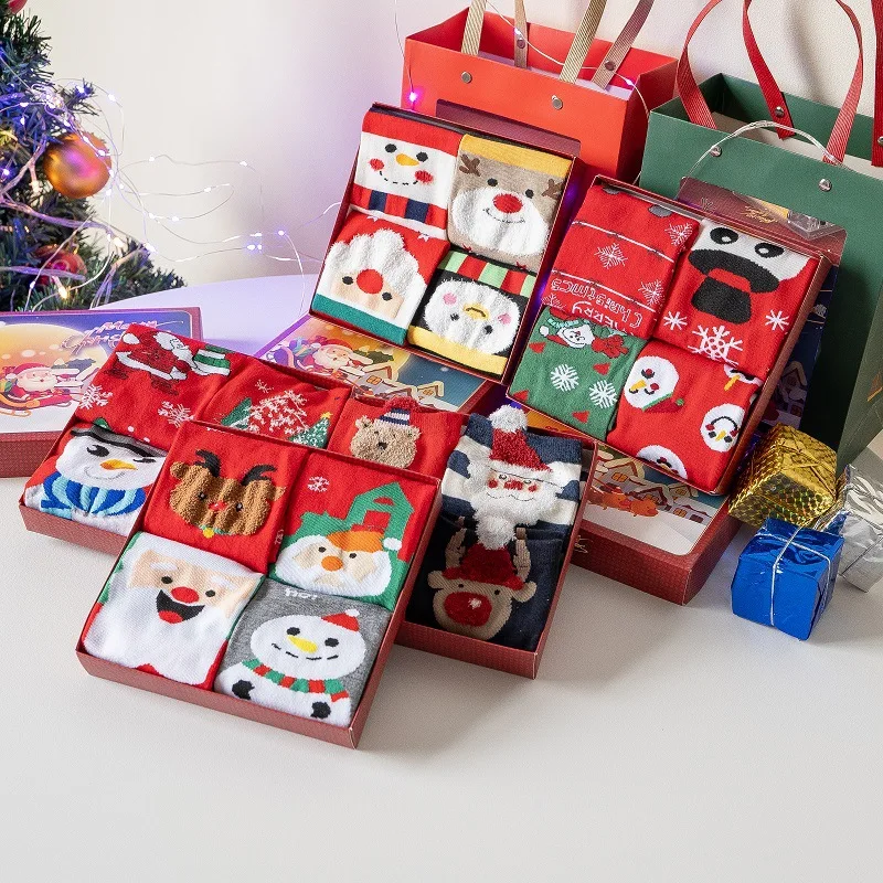 Christmas ball gift box fuzzy socks for Santa Claus Christmas tree coral fleece cold resistant and thickened medium tube socks