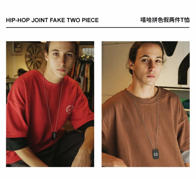 
Casual elastic string adjustable custom red and brown t shirt men cotton 