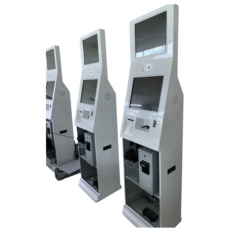 With receipt thermal printer card dispenser QRcode reader touch screen self service hotel check in kiosk
