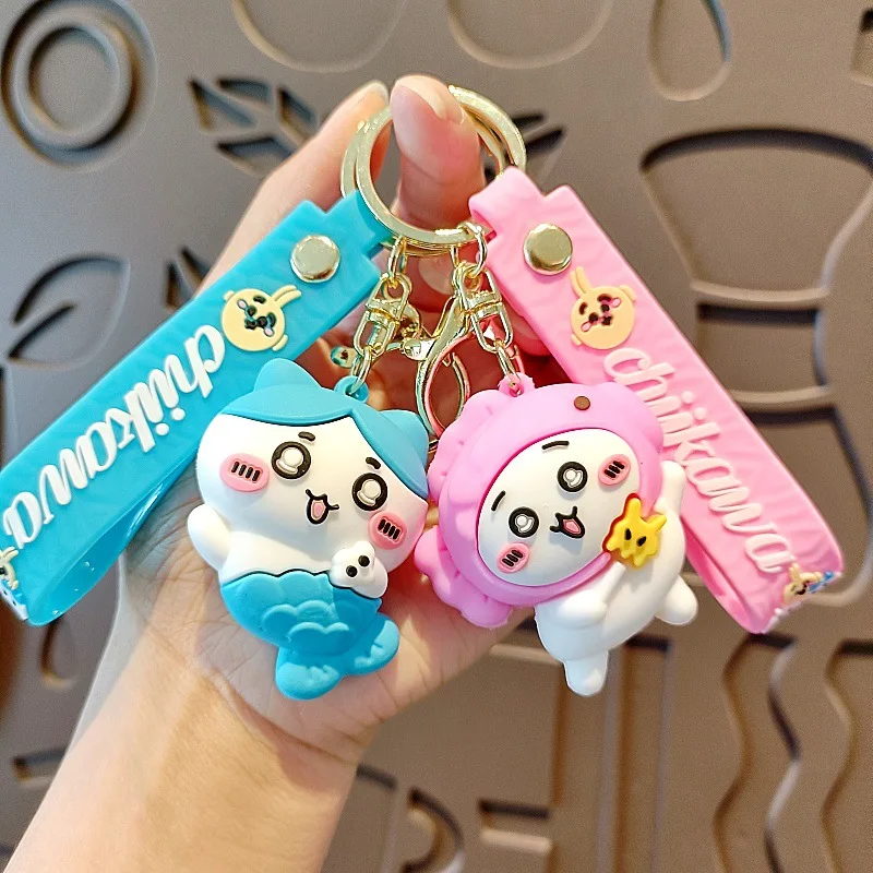 13 Designs Creative Key Chain Anime Chiikawa Cartoon Cute Pendant Pvc Silicone Keychain