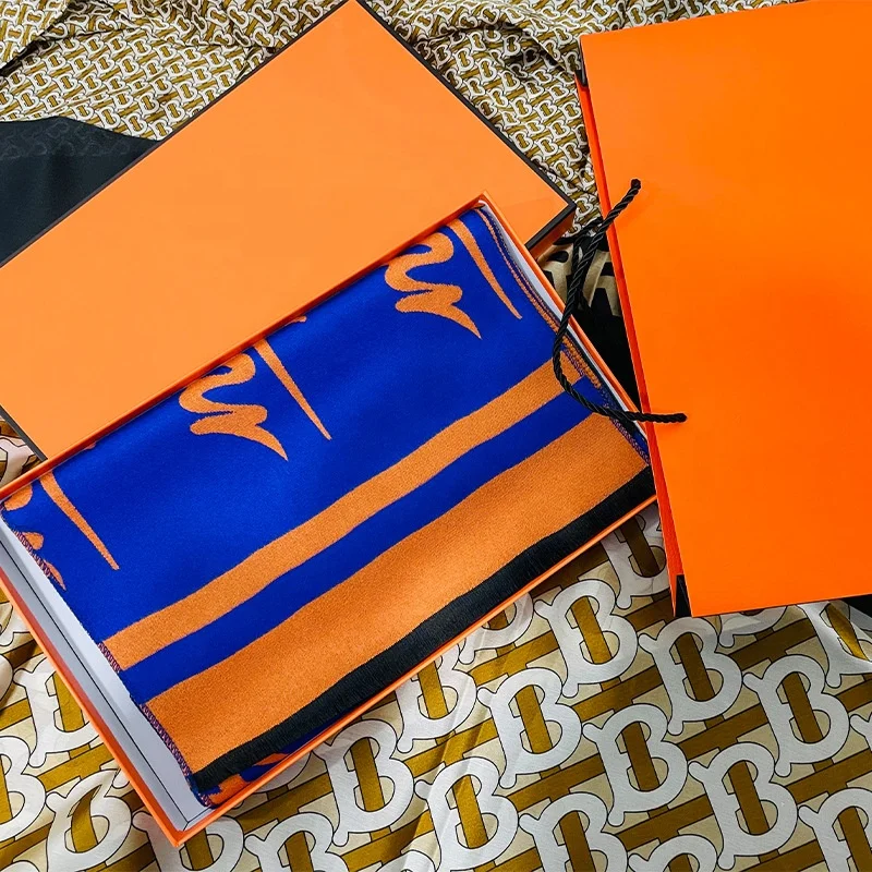 Ladies Hair Scarves Silk custom printing double sided 100% silk with customized design box