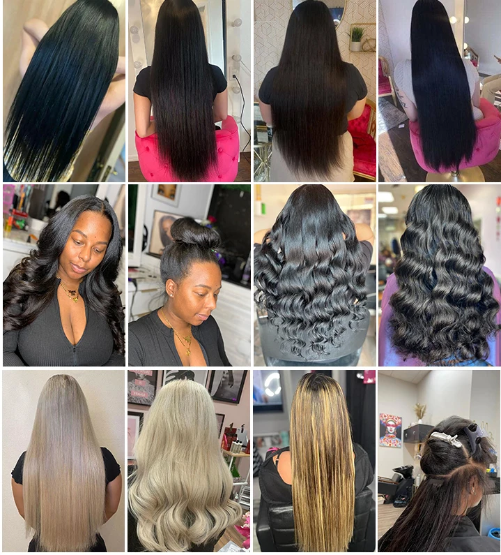 Factory Custom Clip in 100%  raw Vietnamese Human Hair Seamless invisible virgin hair clip in extensions