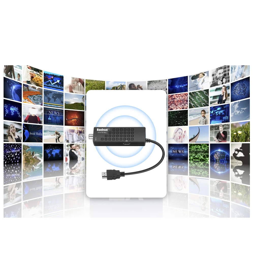 Цифровая ТВ-флешка Haohsat T2 Pro Италия Польша DVB USB Wi-Fi 1080p Hevc 10 бит H.265 мини-приставка для противопожарной ТВ-приставки 4K Ultra