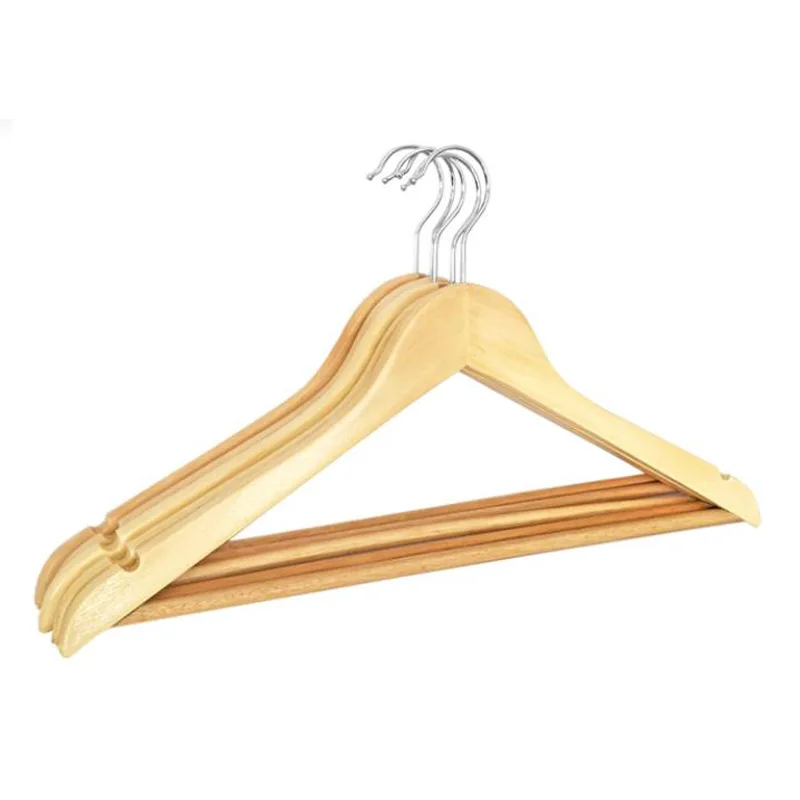 High Quality Bamboo Cloth Coat Hanging Garment Usage Non Slip Wood Hanger For Apparel