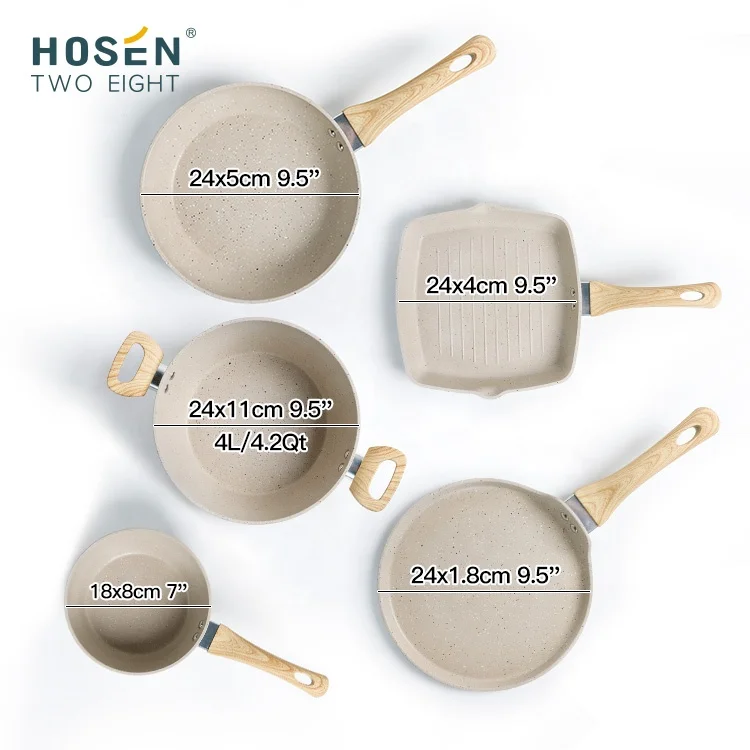 Granite Cookware Sets Wok Baking Grill Pan Soup & Stock Pots Modern Tri Ply Bonded Induction Cookers Non Stick Pots And Pans