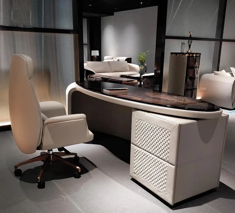 luxury office furniture set boss office table with storage cabinet Italian design home office desk