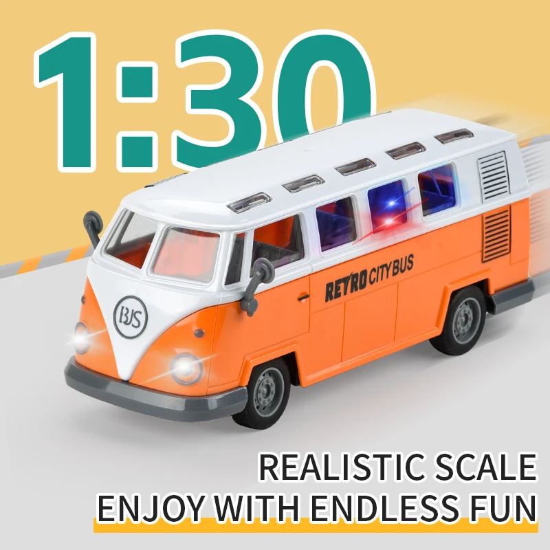 KSF TOP Selling 1:30 Four Way RC Bus Car Toys City Retro Vehicle Remote Control Bus Model Car With Light Sound