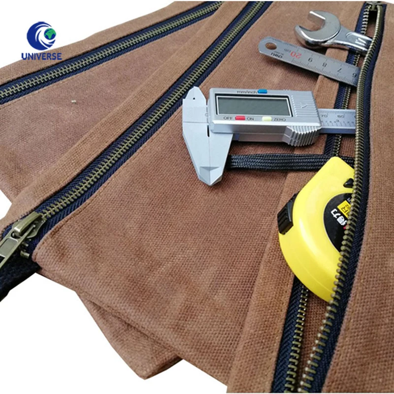 Индивидуальная простая бронзовая молния 16 унций Вощеная холщовая Пылезащитная сумка для инструментов оптом