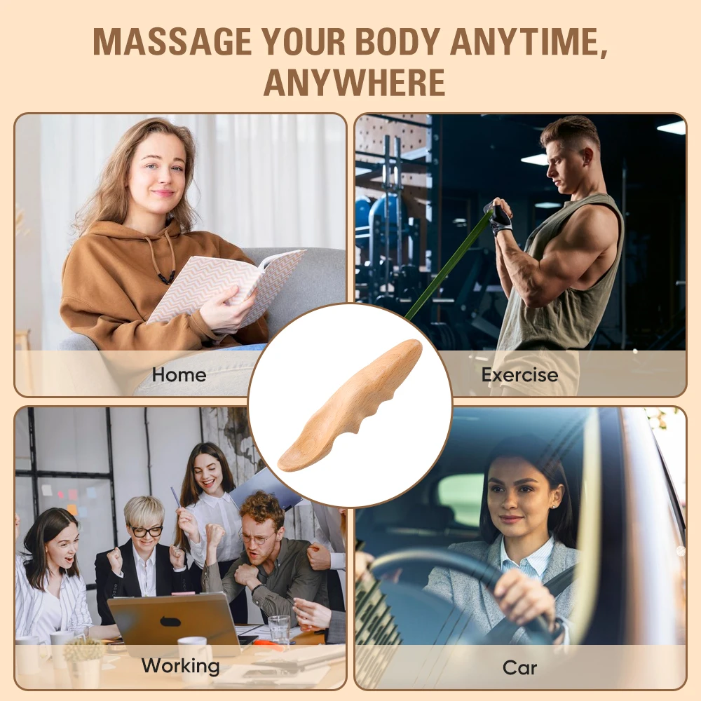 Natural Wood Therapy Body Massager Hand Held Pressure Point Massager For Back And Neck Massaging