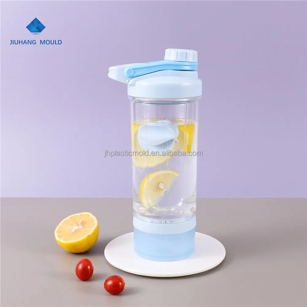 Portable 500ml transparent plastic pill compartments shaker bottle with mixer ball bpa free
