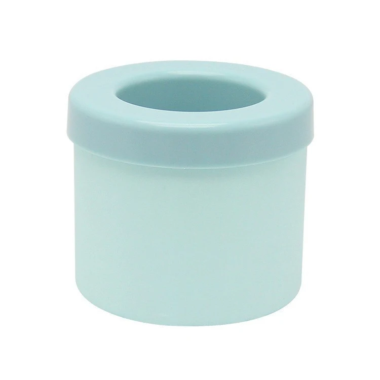 Round Bar Cooler Large Ice Cube Mould Blue Manual Squeezing Maker Silicone Ice Cube Bucket with Plastic ABS Lid