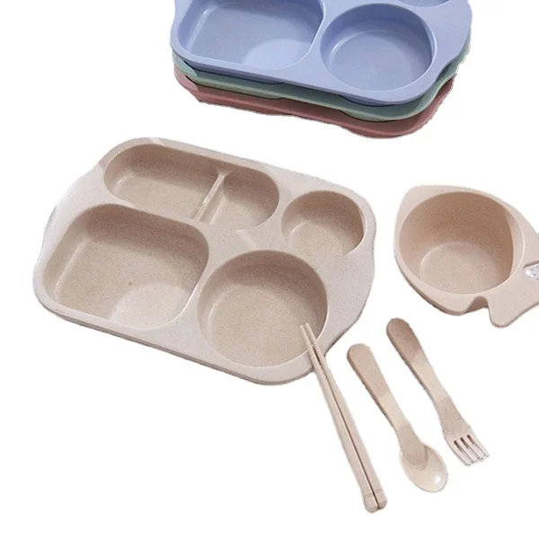 
Wheat straw fiber dinner plates, biodegradable tableware, healthy meal plate 