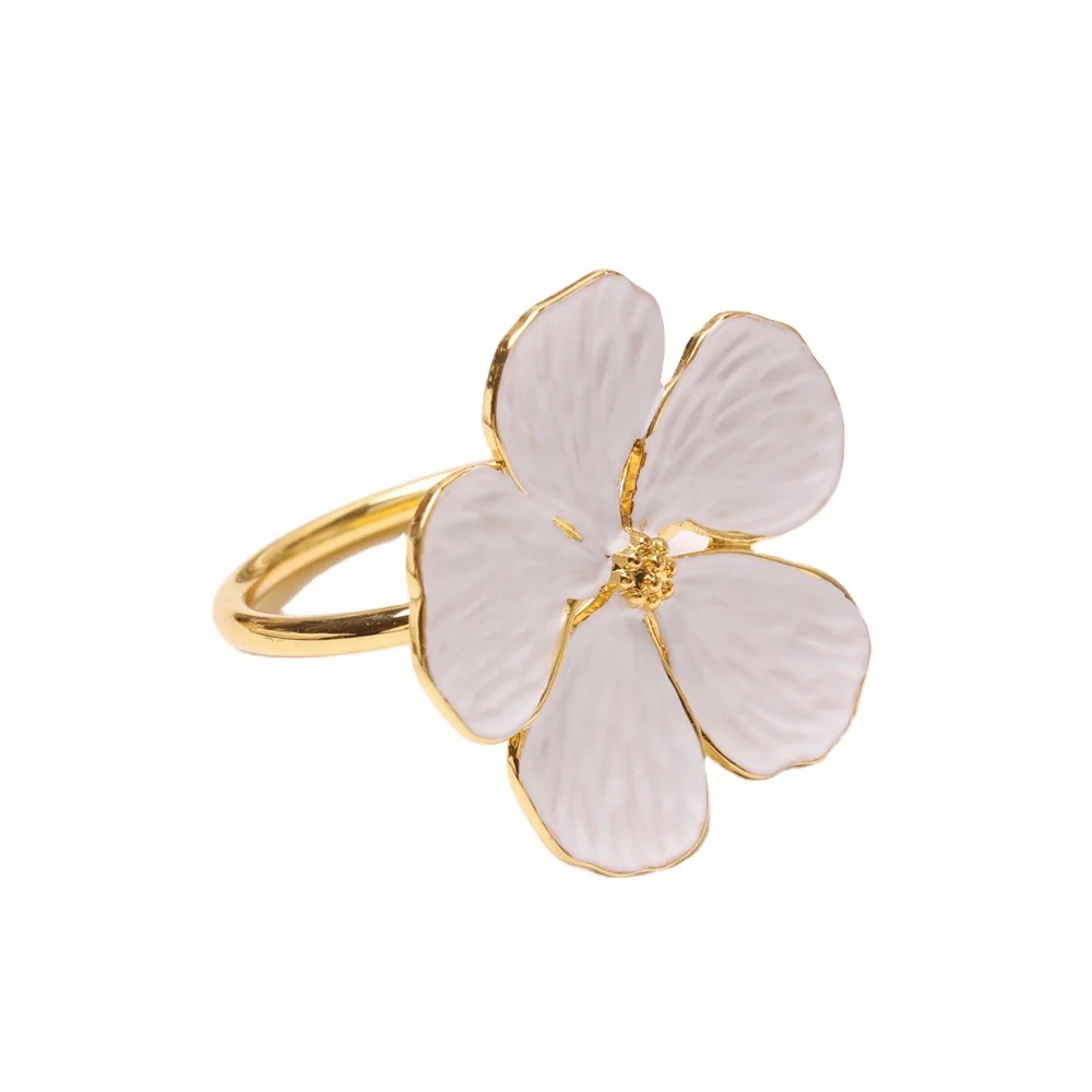 New Wedding Party Accessories Elegant Metal Flower Napkin Ring