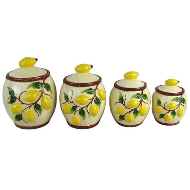 Hot selling most popular lemon design ceramic tea storage jar