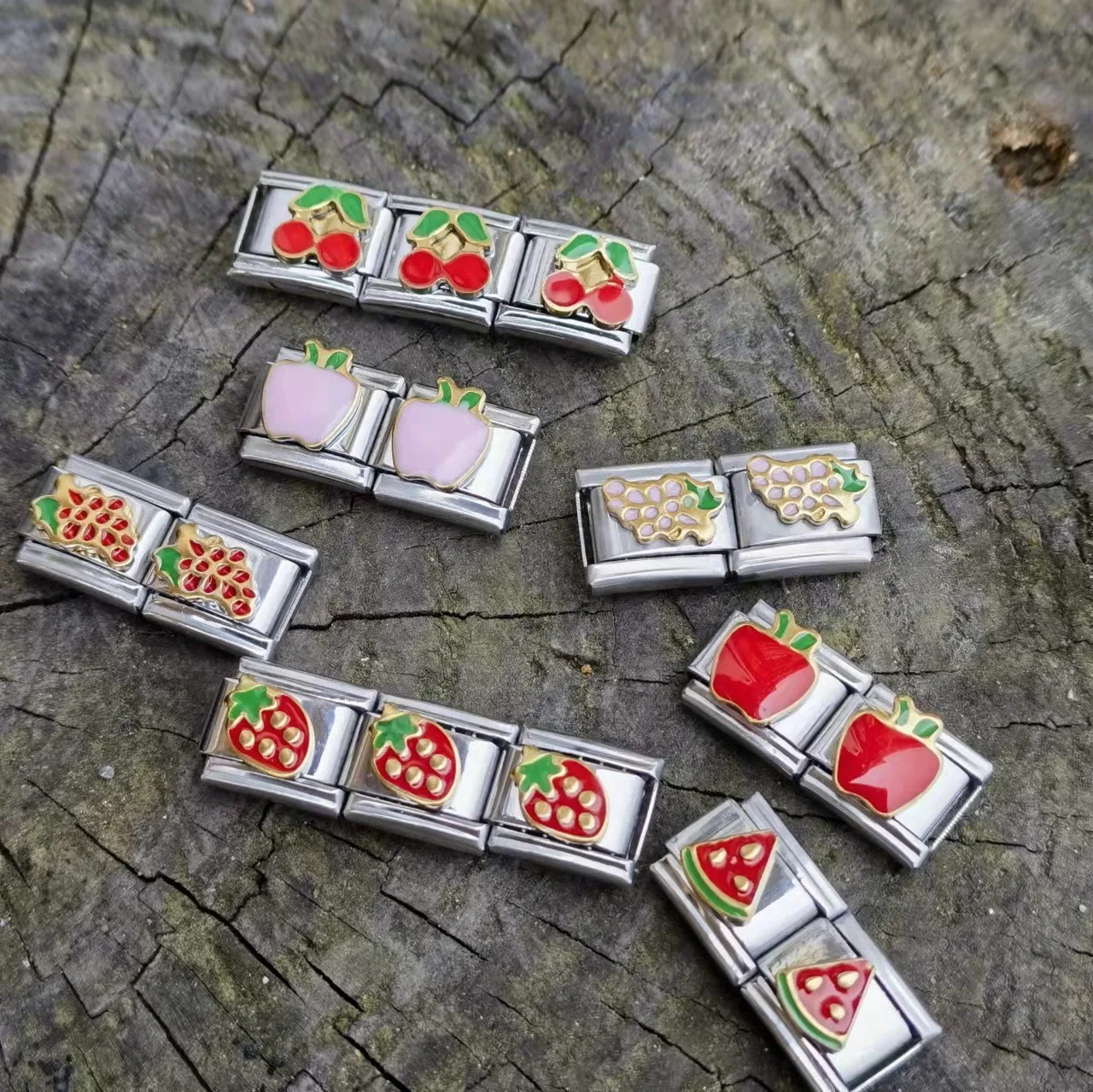 RAKOL BP227 Hot Selling Wholesale Fruit  9mm Stainless Steel Bracelet Food Italian Charms bracelet  Links  For Man And Women