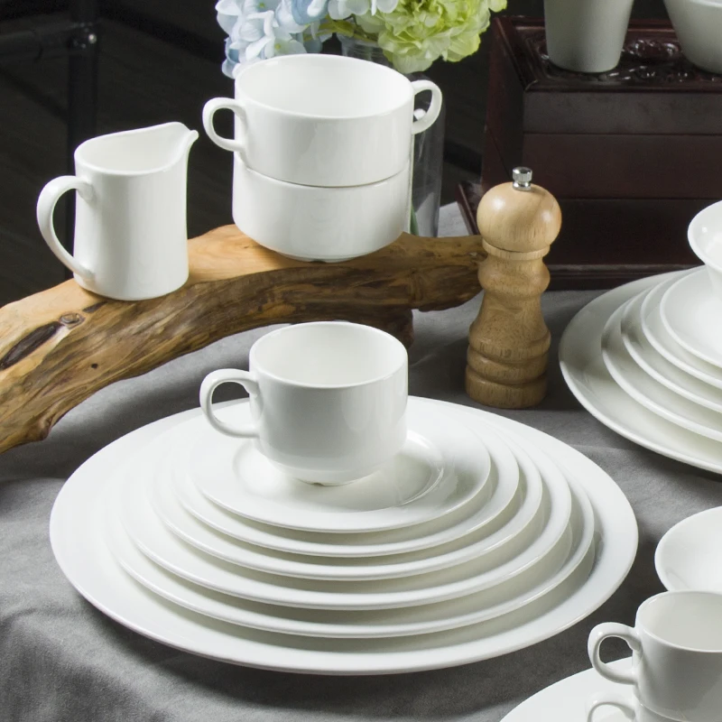 Ceramic Manufacturing Classic White Ceramic Dinner Set Porcelain Dishes Plates Set Hotel Chinaware Hotel & Restaurant Supplies
