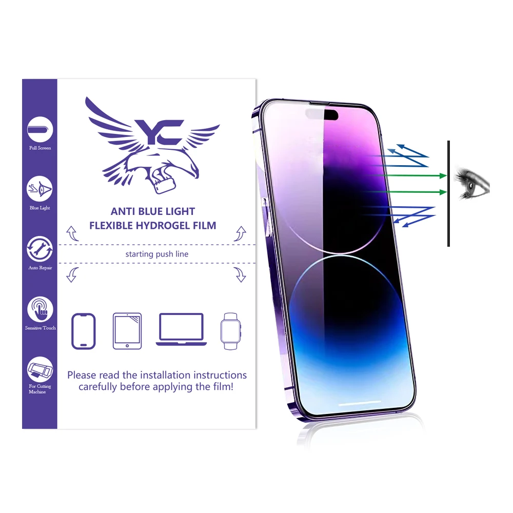 Auto Repair Seconds 4 Layers HD Clear Anti Blue Light Film Blocking UV Nano TPU Hydrogel Screen Protector