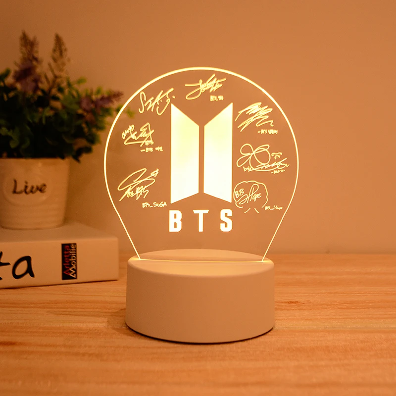 Hot sale single color warm white 3D night light with button switch