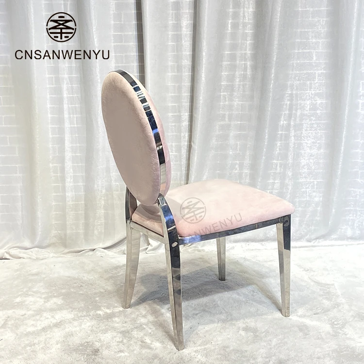 wholesale Luxury Restaurant Rental Fancy rose Gold stackable Stainless Steel Round Back Banquet event Wedding chair for event