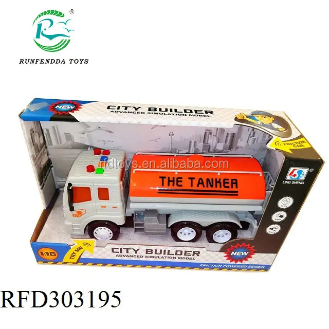 1:16 Scale Model Car Friction Car Toy Watering Cart Oil Tank Truck With Light And Music