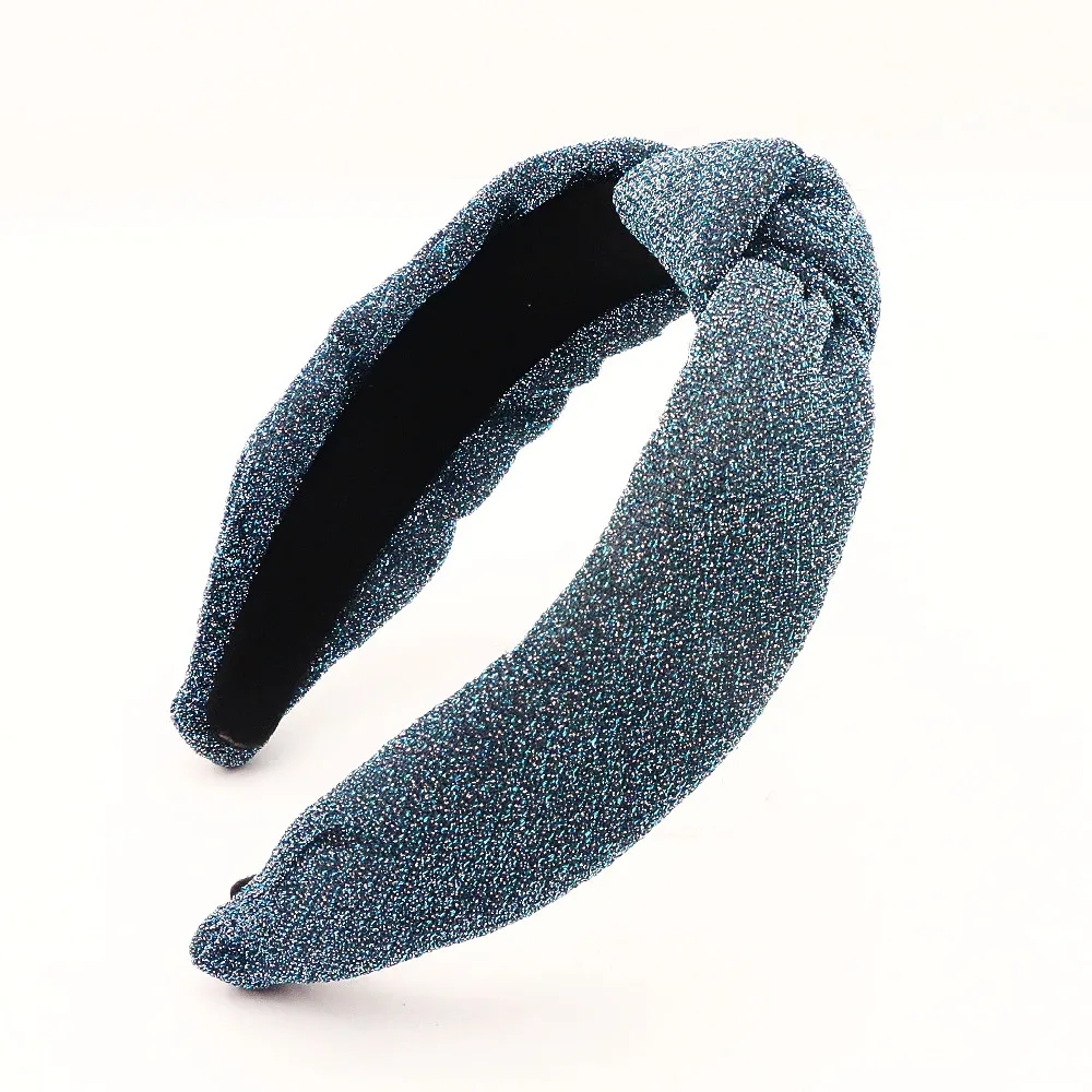 custom knotted blue fabric silver star glitter headband women pastel custom hair band headband luxury fashion hair band headband