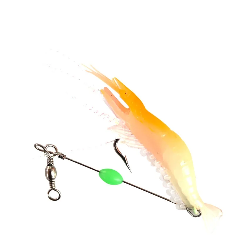 High Quality 9cm Biomimetic Prawn Shrimp Rigs Soft Lure Bait with Hook PVC Artificial for Sea and Lake Fishing Plastic Material