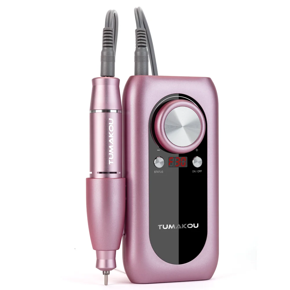 Профессиональная электрическая дрель для ногтей TUMAKOU, пилка для ногтей для маникюра с 6 фрезами для ногтей, низкий уровень шума, вибрация