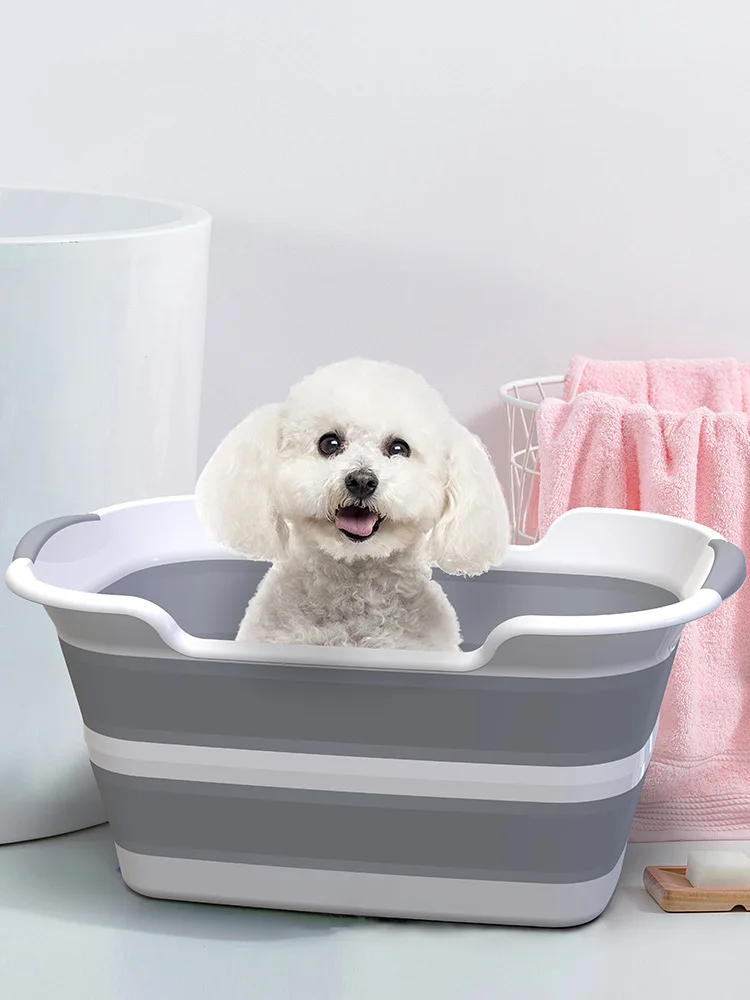 foldable multifunction collapsible folding baby pet dog spa pet bath tub with drain storage organizer laundry basket storage