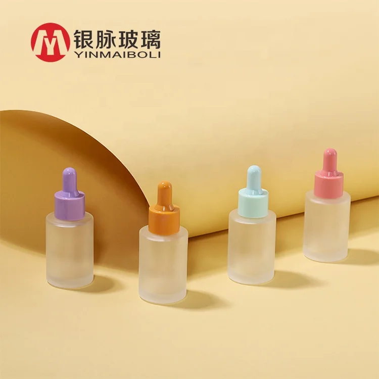 Hot sale 1oz yellow Orange purple blue green Pink Glass Dropper Bottle Clear Glass Bottle Customised Serum Bottles