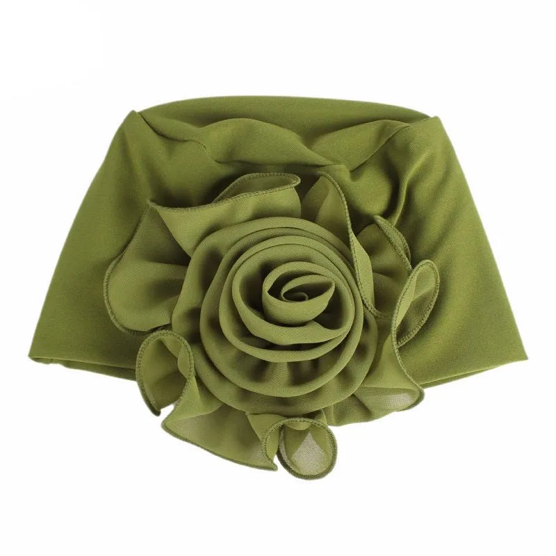 Unique Full Plain Beach Muslim turban Headwraps Big Flower Beanie Women Hat Head Scarfs Cancer hat