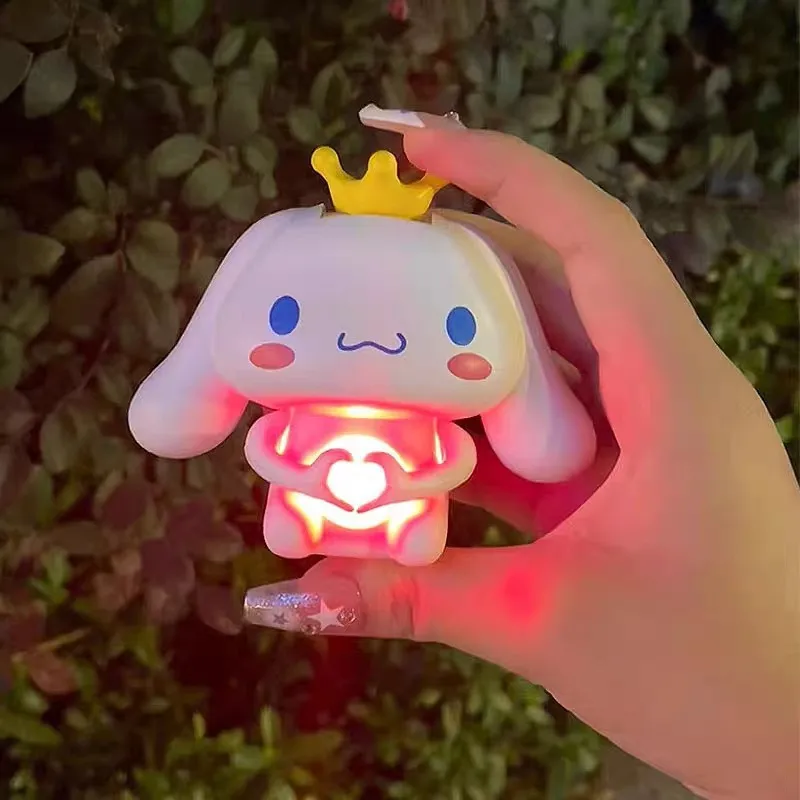 Wholesale Anime San-rio BabyCinnamoroll Kuro-mi Figure Doll Model Can Sound Talk I love you Light Toys Valentine Gift for Girl