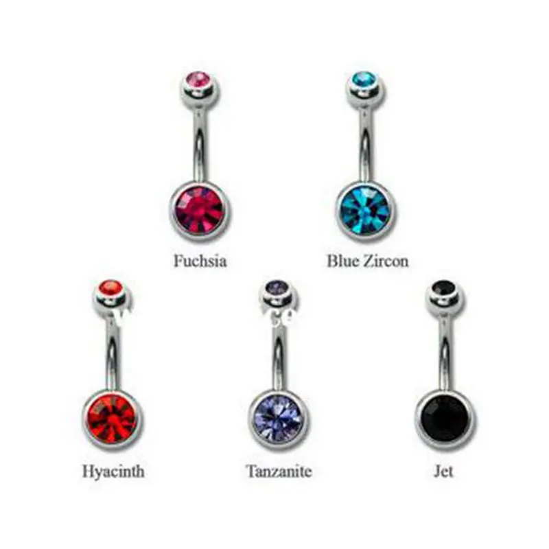 double gem banana navel piercing jewelry Piercing Belly navel rings Double Gems Navel Bars Belly Rings Piercing Body Jewelry