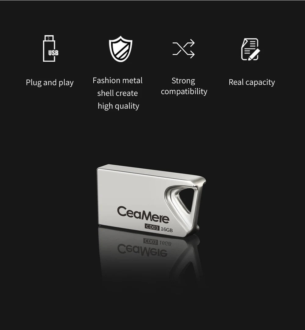  Ceamere оптовая продажа CM-CD03 металла 8GB USB 2 0 флеш-накопитель ГБ 4 16 Гб оперативной памяти 32 встроенной 128 флэш-памяти мини металлический