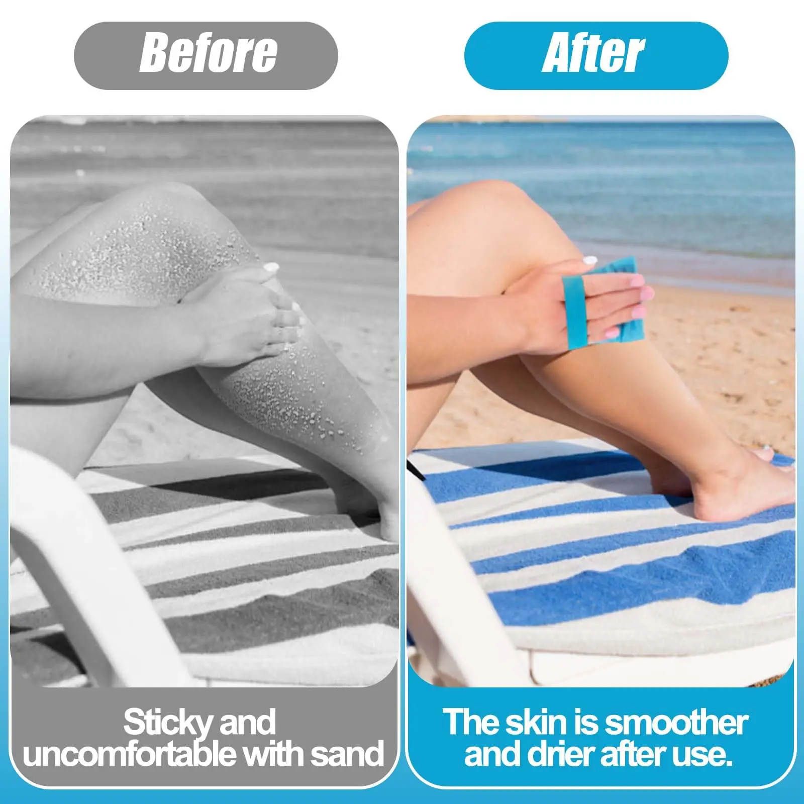 Sand Remover for Beach Sand Removal Bag Powder Pouch Sand Remover Brush Beach Vacation Camping Essentials Talc-Free