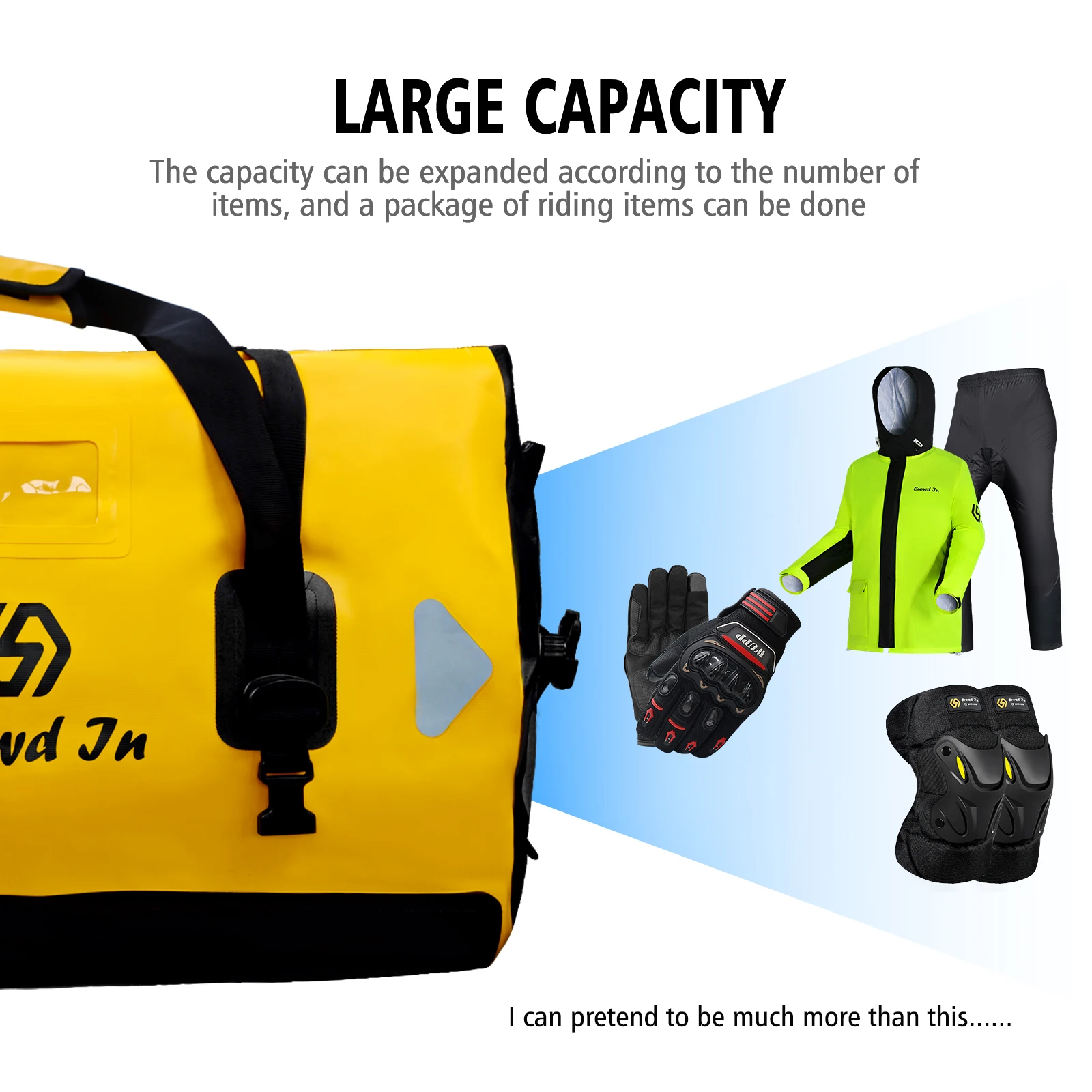  WUPP Yellow Pvc Waterproof Rear Seat Luggage Motorcycle Tail Bag With Reflective