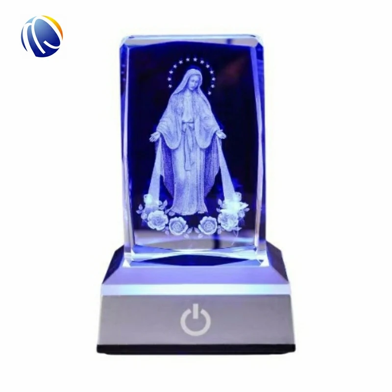 Wholesale Custom Crystal Transparent Led 3d Laser Etching Jesus Laser Etching Crystal Glass Cube