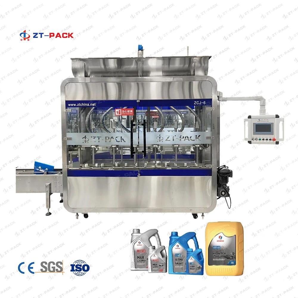 25 liter 18L bucket lube oil Liquid Four or Six Head Weighing Filling Machine with PLC touch screen