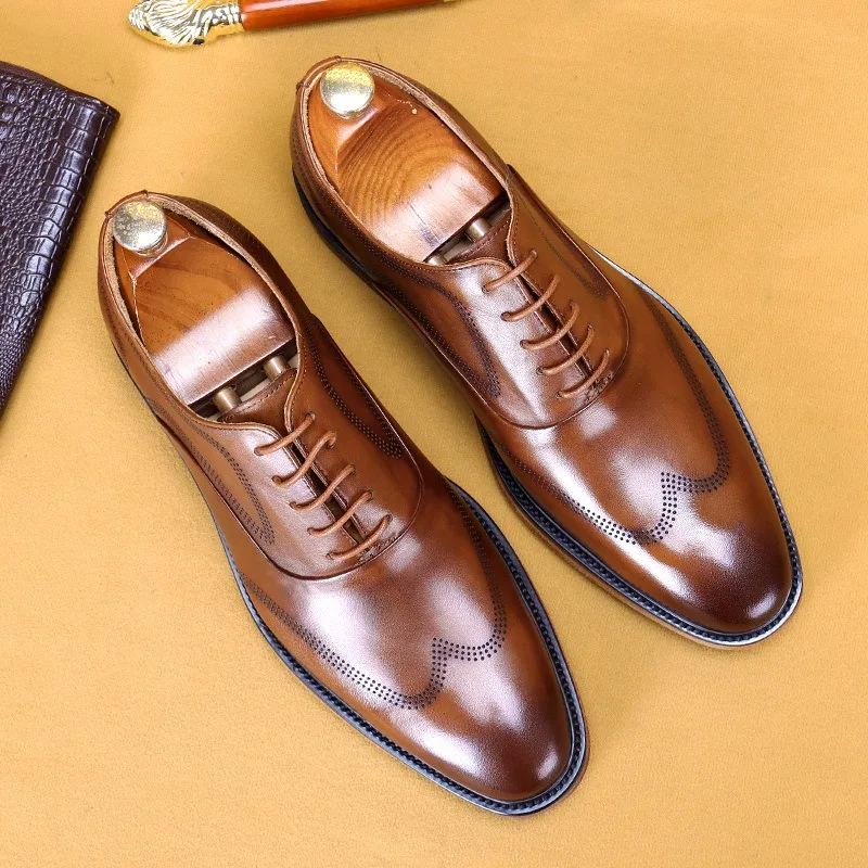 Genuine leather shoes men classic italian classic genuine leather office shoes for men