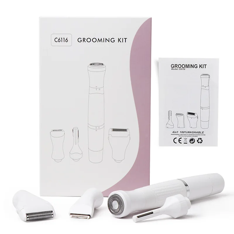 Verified Supplier 4 In 1 Facial Mini Waterproof Women Electric Armpit Hair Remover