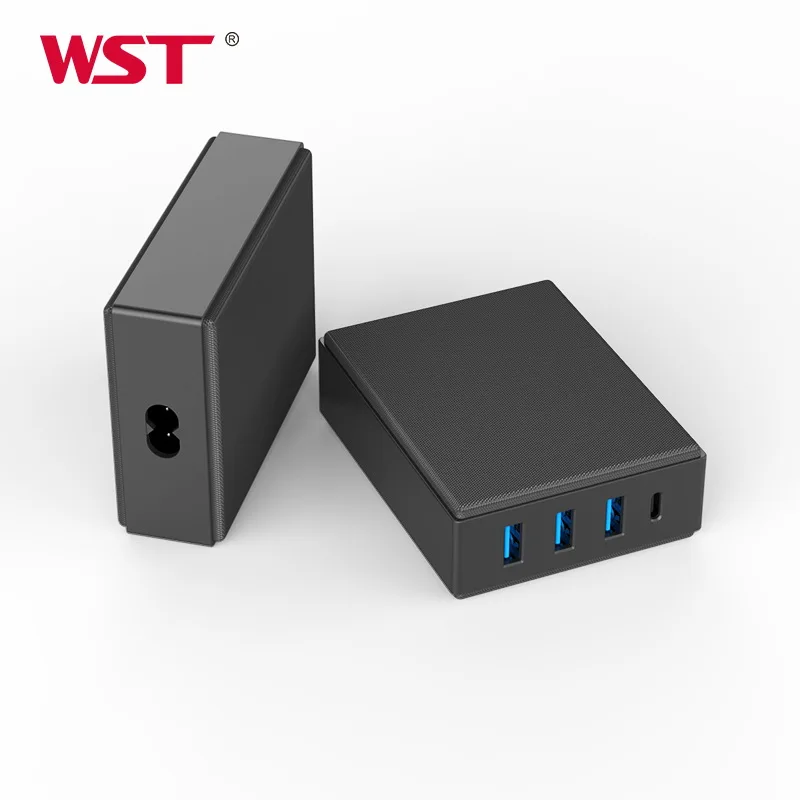 
WST New arrival 45w fast charging smart mobile phone 4 port USB desktop charger for tablet 