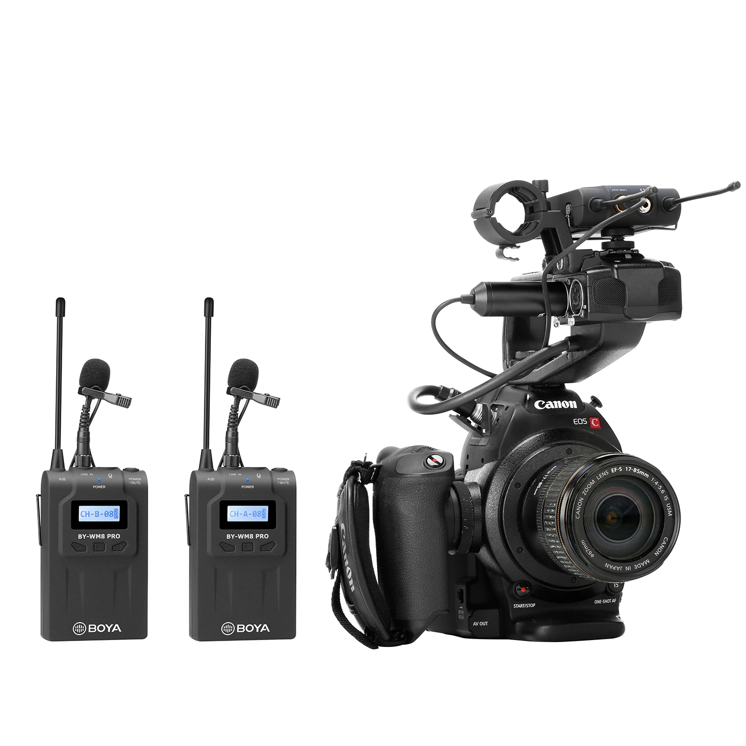 Новые Boya BY-WM8 Pro-K1 K2 UHF двухканальная Беспроводная микрофонная система петличный микрофон видео для записывающий микрофон комплект