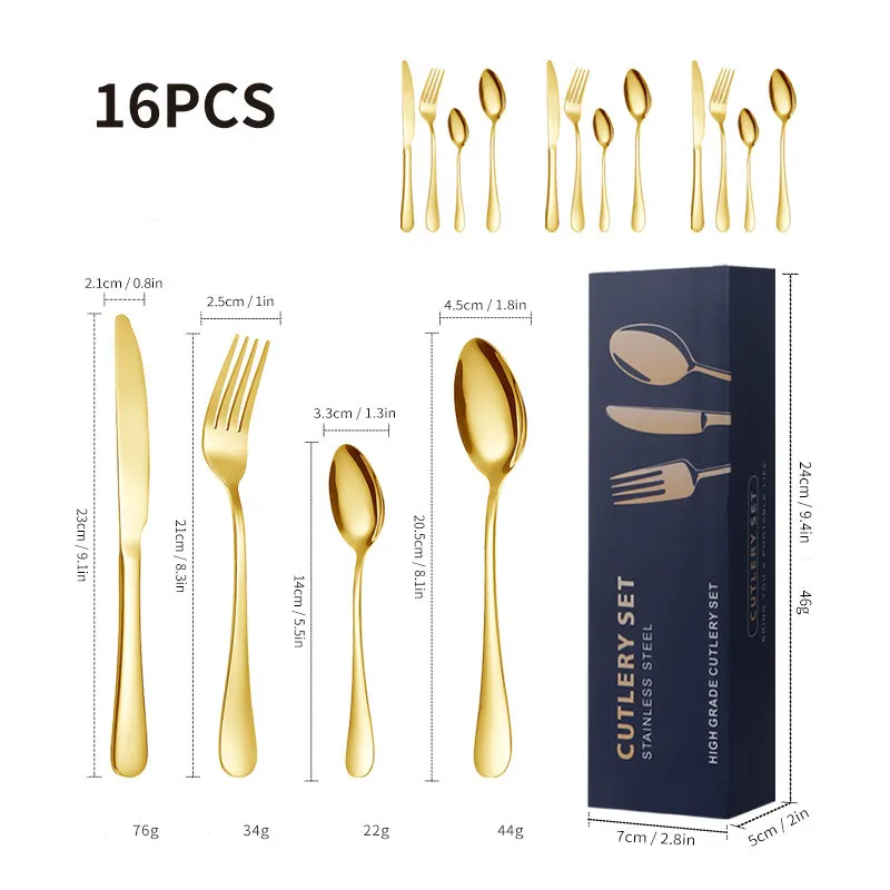 High Grade Flatware Western Food Eating Utensils Knife Fork Spoon 410 Stainless Steel Silverware Cutlery Set