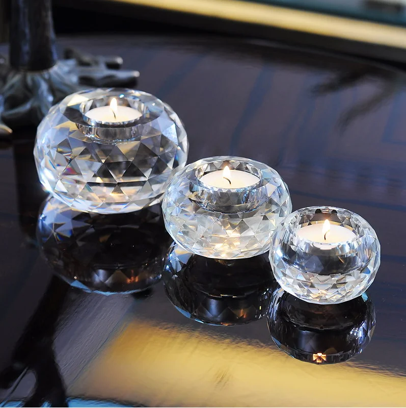 Pujiang Factory Wholesale Cheap Crystal Glass Candle Holder