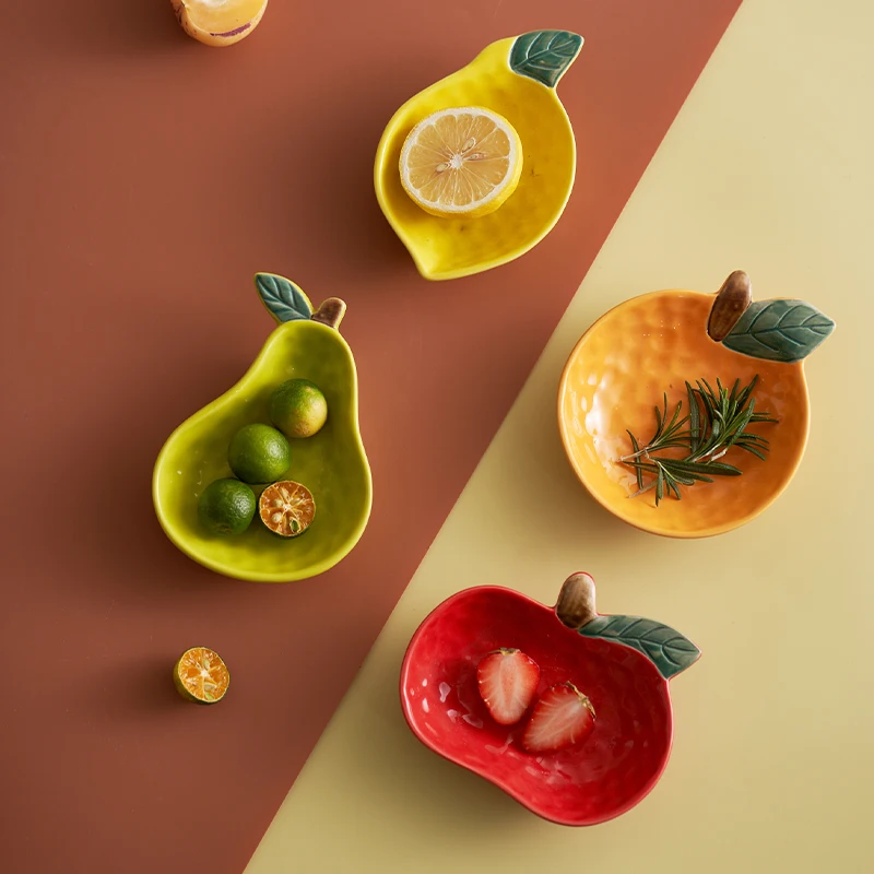 Novelty Irregular Fruit Shape Underglazed Ceramic Plates Healthy For Baby Use Dishes And Plates 3440